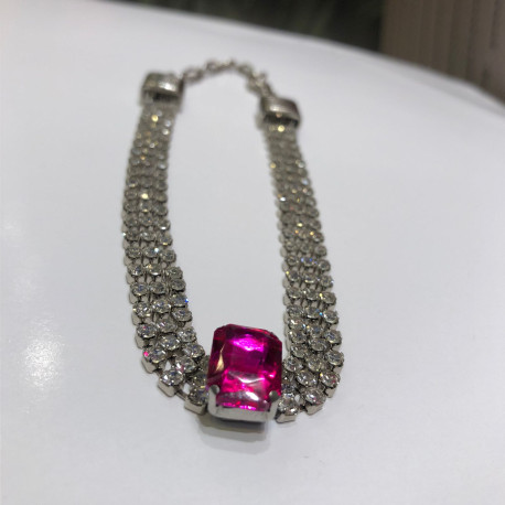 CHOKER STRASS QUADRADO PINK