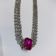 CHOKER STRASS QUADRADO PINK