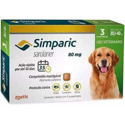 Antipulgas Simparic 80 Mg - Cães 20,1 A 40 Kg