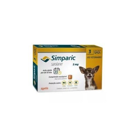 Antipulgas Simparic 5 Mg - Cães 1,3 - 2,5 Kg