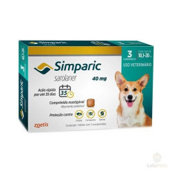 Antipulgas Simparic 40 Mg - Cães 10,1 - 20Kg